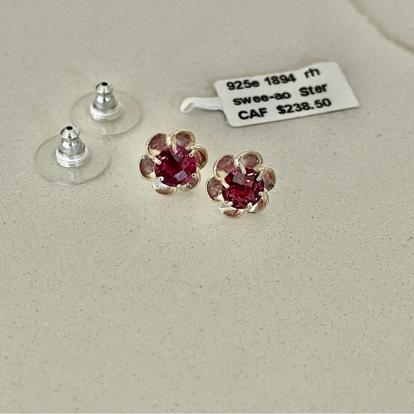 Sterling Silver 926 Rhodolite Garnet Earrings - Picture 4 of 9